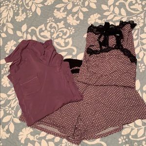 M Soma Dusty Purple Pajama Set Shorts with 2 Tops